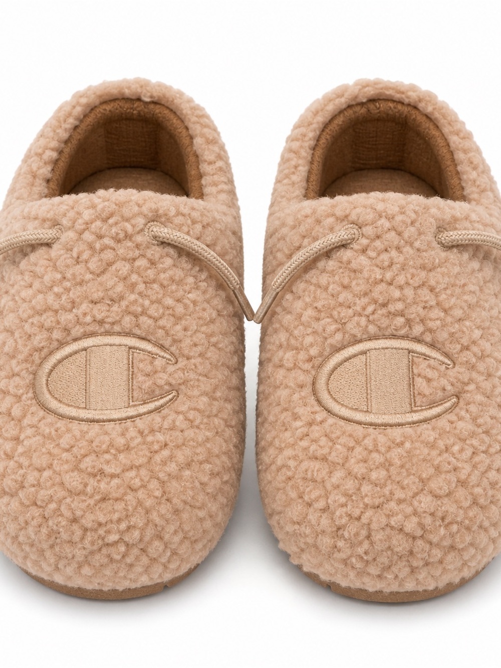 Champion Sherpa Slippers Womens 10 Mens 8 Beige Cozy Indoor Shoes